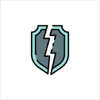 A shield with lightning bolt on it vector