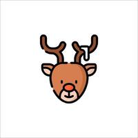 A reindeer head icon with a red nose vector