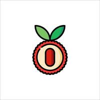 A red apple with a leaf on it vector