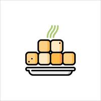 A plate with cubes of food on it vector