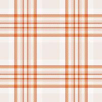 English fabric tartan check, contemporary plaid textile seamless. Rustic pattern texture background in white and orange colors. vector