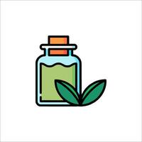 A bottle of tea with a leaf on top vector