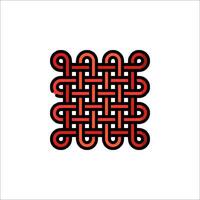 A red and black knot design on a white background vector