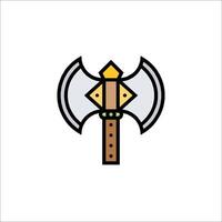 An axe icon with a wooden handle vector