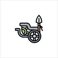 A cart with a sword and shield on it vector
