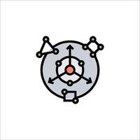 An icon of a molecule with arrows pointing to it vector