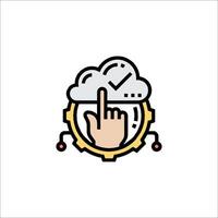Cloud computing icon with hand pointing to clock vector