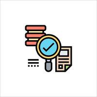 A magnifying glass and a check mark icon vector