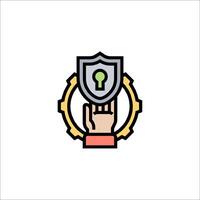 A hand holding a shield with a key in it vector