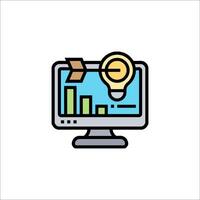 An icon of a computer monitor with an arrow and a light bulb vector