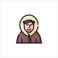 A man in a winter coat icon vector
