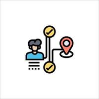 A person is connected to a map pin vector