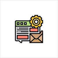 Email and mail icon with gears and gears vector