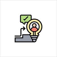 A light bulb with a person inside it and a check mark vector