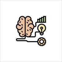 Brain icon with gears and light bulb vector