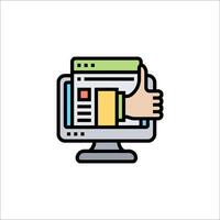 A hand giving a thumbs up to a computer screen vector