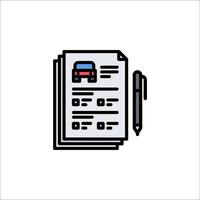 A car is on a paper with a pen and a pen vector