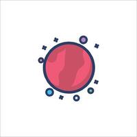 A pink planet with circles and dots vector