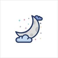 A moon and clouds icon with stars and clouds vector