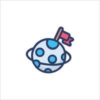 A cartoon planet with a flag on it vector
