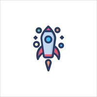 A rocket ship icon with a colorful background vector