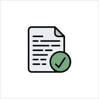 A document with a tick and a green check mark vector