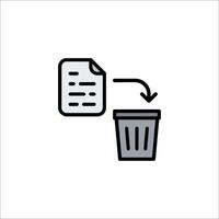 A trash can with a paper document in it vector