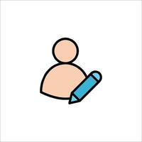 A person with a pen and a pencil icon vector