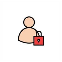 A person with a bag and a lock icon vector