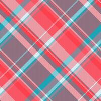 Conceptual seamless fabric background, display texture check. Micro textile pattern tartan plaid in red and cyan colors. vector
