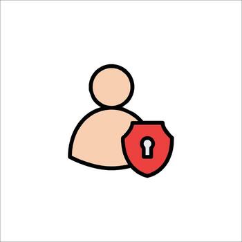 A person with a shield and key icon vector