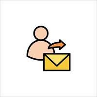 Mail icon with a person holding an envelope vector