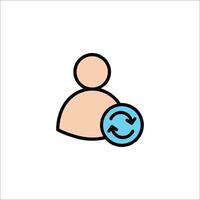 A person with a blue arrow icon vector
