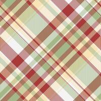 Elegant diagonal plaid pattern in red, cream, and sage green. Perfect for textile design, website backgrounds, or seasonal projects. vector