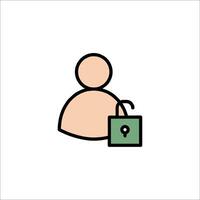 A person with a bag and a key icon vector