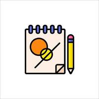 A notebook with a pencil and a ball on it vector