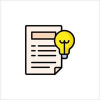 A light bulb on a paper document icon vector