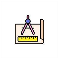 A drawing of a ruler and a compass on a white background vector