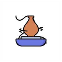 A brown vase with a handle on top of it vector