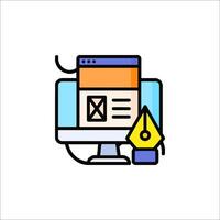 A computer screen with a pen and paper icon vector
