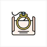An illustration of a wedding ring on a box vector