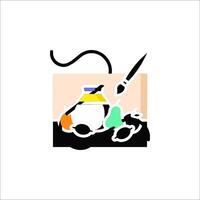 A painting with a brush and paintbrush on it vector