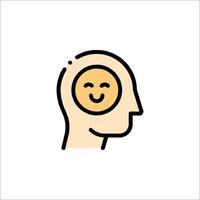 A smiling face inside a head icon vector