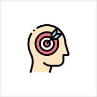 An icon of a head with a target in the center vector