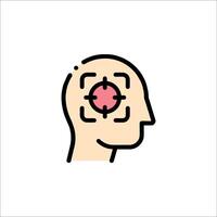 A person's head with a red dot in the center vector