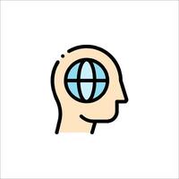 A person's head with a globe inside it vector