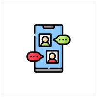 A phone with two people on it, one on the screen and one on the other vector