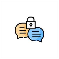 A lock and two speech bubbles with the words lock and secure vector