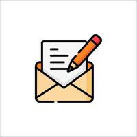 An envelope with a pencil and paper icon vector