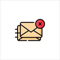 An email envelope icon with a red cross vector
